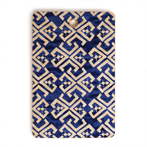 Justina Criss Cross Blue Rectangle Cutting Board