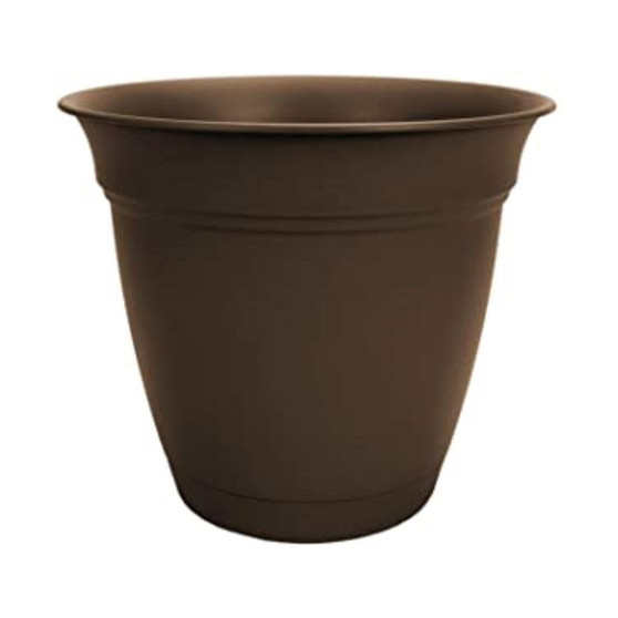 HC Companies Eclipse In Outdoor Round Plastic Planter Chocolate 8in