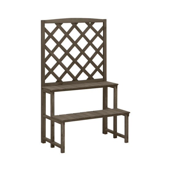 Plant Stand with Trellis Gray 27.5"x16.5"x45.2" Solid Fir Wood