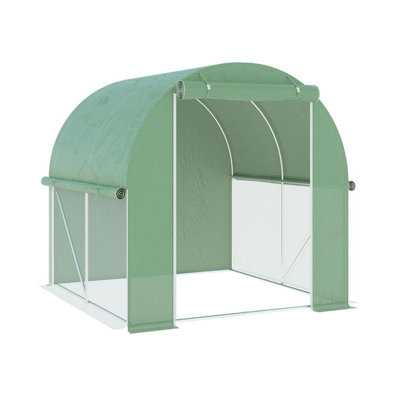 Walk-In Tunnel Greenhouse w/ Roll-up Door, 6.5' x 6.5' x 6.5' Green