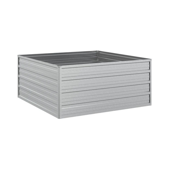 Garden Raised Bed 39.4"x39.4"x17.7" Galvanized Steel Silver