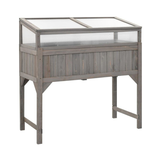 Raised Bed with Greenhouse 43.3"x21.3"x47.2" Solid Fir Wood