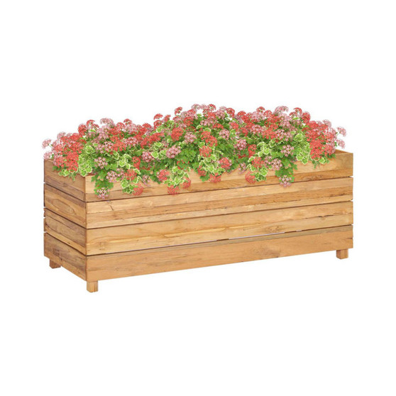 Raised Bed 39.4"x15.7"x15" Solid Wood Teak and Steel