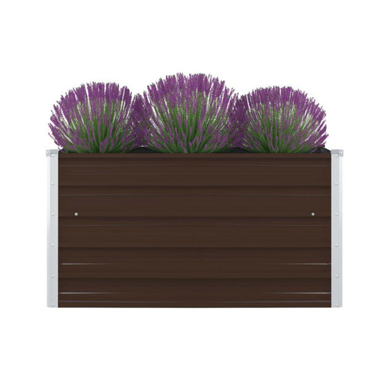Raised Garden Bed 39.4"x39.4"x17.7" Galvanized Steel Brown