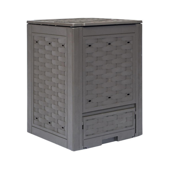 Garden Composter Brown 23.6"x23.6"x32.7" 79.3gal Plastic Rattan