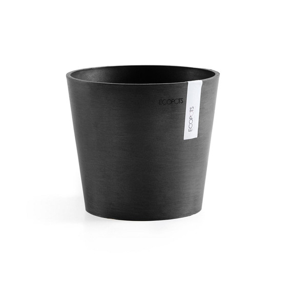 Amsterdam Round Plastic Flower Pot, Dark Grey, 7"