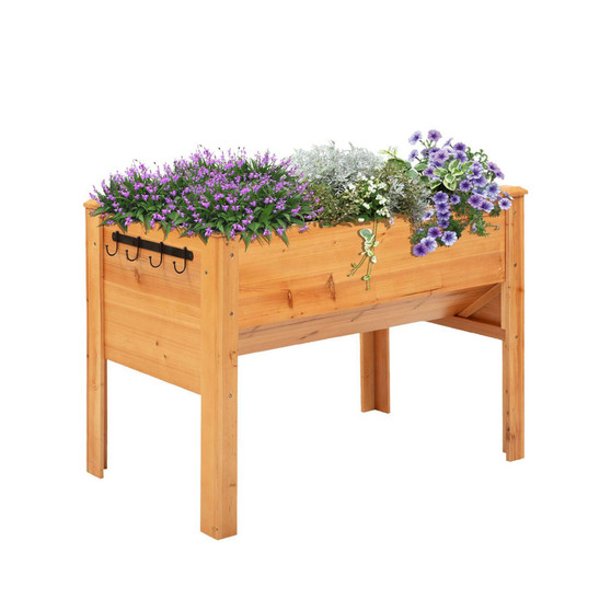 4' x 2' x 3' Wooden Elevated Garden Planter Bed w/ Funnel Design