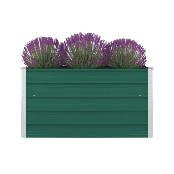 Raised Garden Bed 39.4"x39.4"x17.7" Galvanized Steel Green