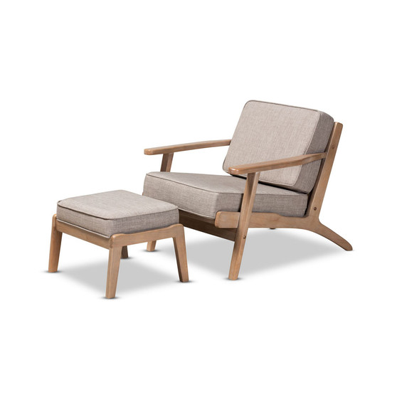 Furniture Sigrid Mid-Century Modern Armchair and Ottoman Set