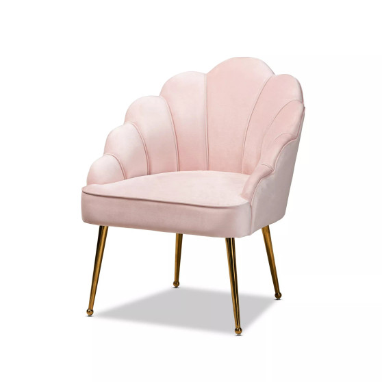Furniture Cinzia Glam and Luxe Upholstered Seashell Shaped Accent Chair
