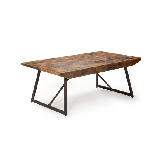 Walden 48" Solid Mango and Iron Parquet Cocktail Table