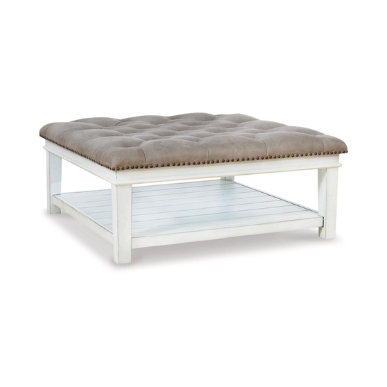 18.5" Wood Upholstered Ottoman Coffee Table