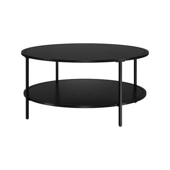 Sivil 36" Wide Round Coffee Table with Metal Top