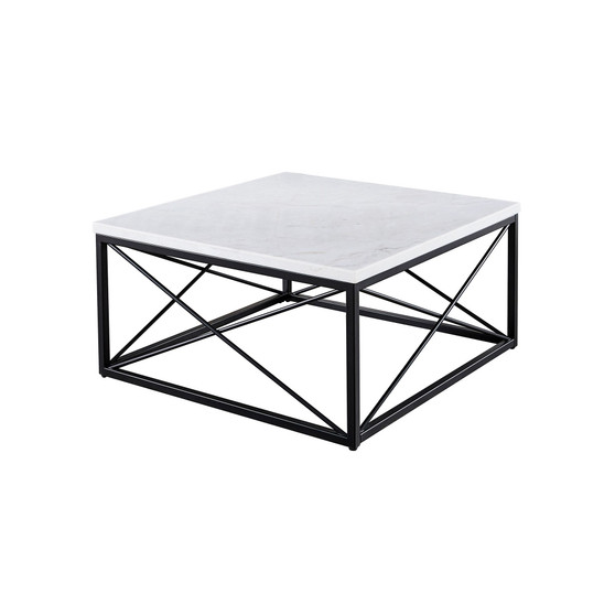 Skyler 36" Square Marble and Metal Cocktail Table