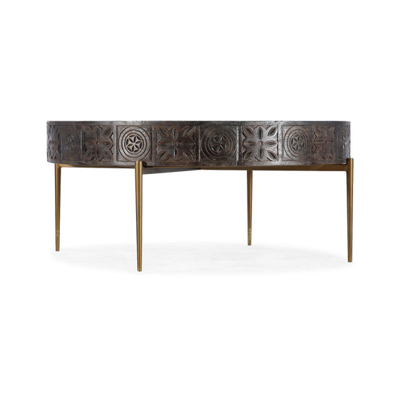 Commerce Market Carved Round Cocktail Table