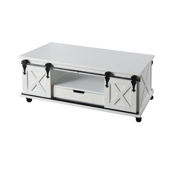 Two Door, One Drawer and Shelf Wooden Coffee Table