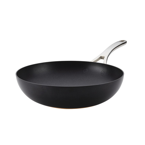 Nouvelle Copper Luxe Hard-Anodized Nonstick Stir Fry, 12", Onyx