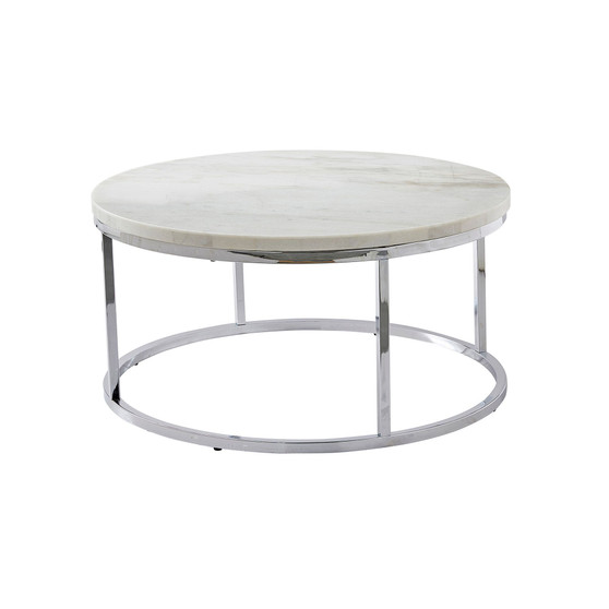 Echo 36" Round Marble and Chrome Cocktail Table