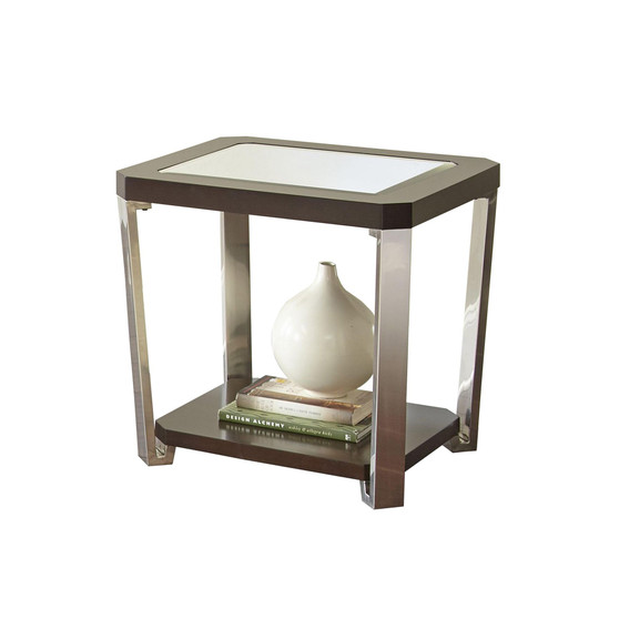 Truman 22" Wide Mirrored Top and Wood End Table