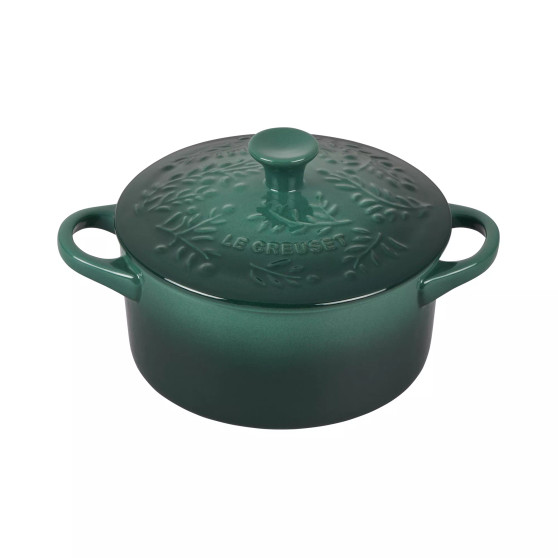 Stoneware 24 oz Round Cocotte with Embossed Olive Branch