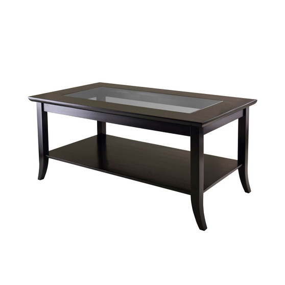 Genoa Rectangular Coffee Table with Glass Top and Shelf