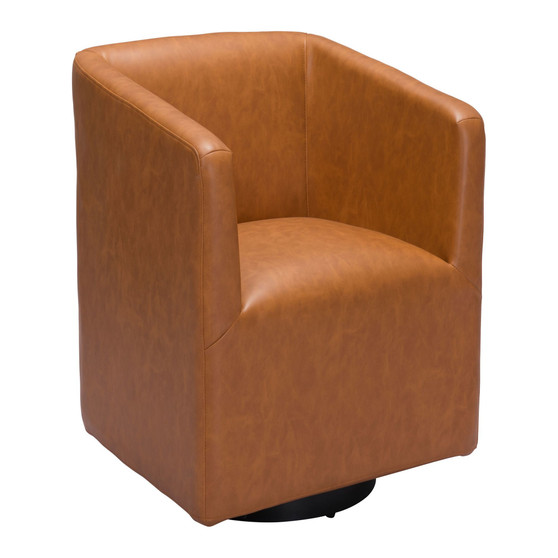 30" Metal, Polyurethane Brooks Swivel Base Accent Chair