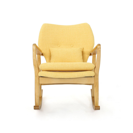 Benny Mid-Century Modern Tufted Rocking Chair with Accent Pillow
