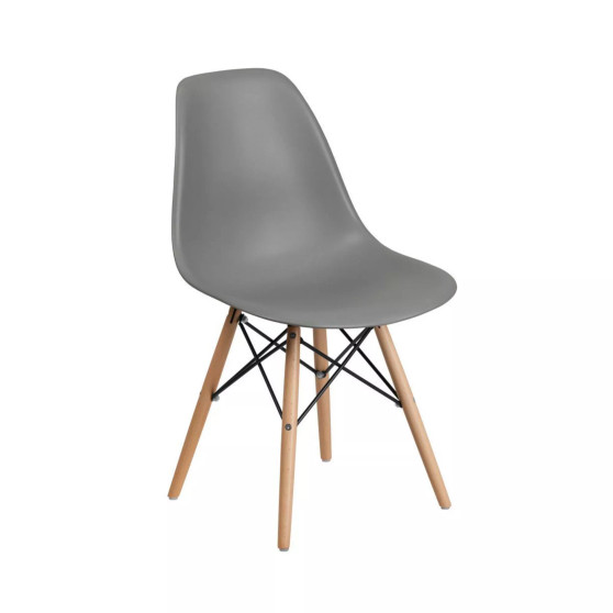 Elton Series Polypropylene Accent Chair With Metal Braced Wooden Legs