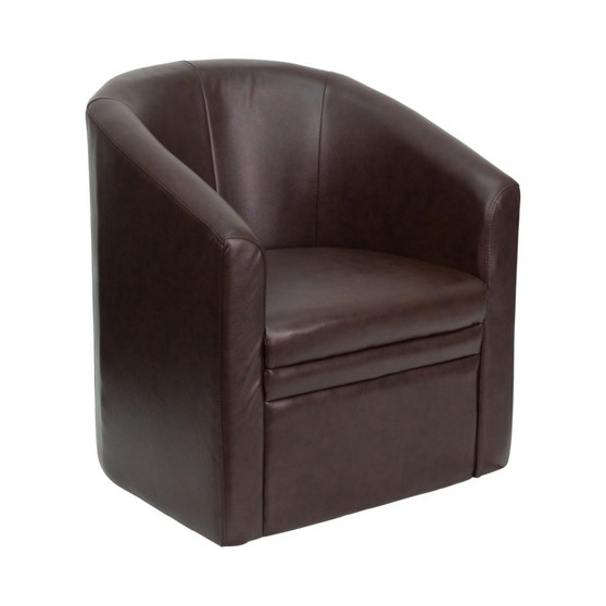 Leather Barrel-Shaped Guest Chair