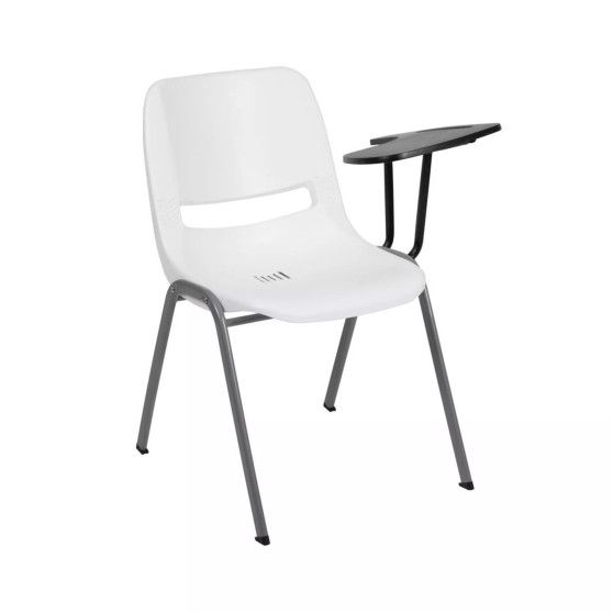 Ergonomic Shell Chair With Left Handed Flip-Up Tablet - Tablet Arm Desk