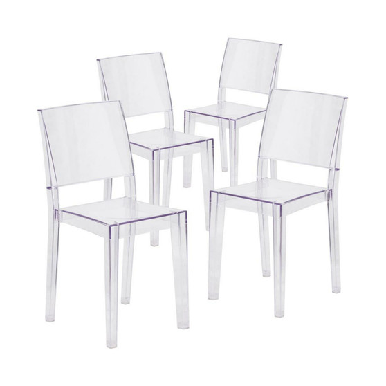 4 Pack Transparent Stacking Side Chair
