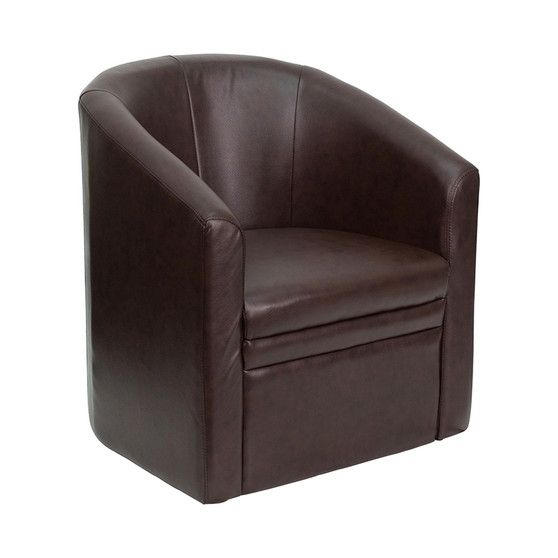 Brown LeatherSoft Barrel-Shaped Guest Chair