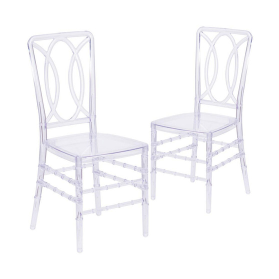 2 Pk Transparent Design Stacking Chair With Designer Back - Event Chair - Uv Resistant