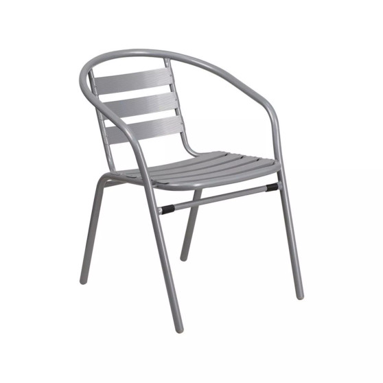 Metal Restaurant Stack Chair with Aluminum Slats