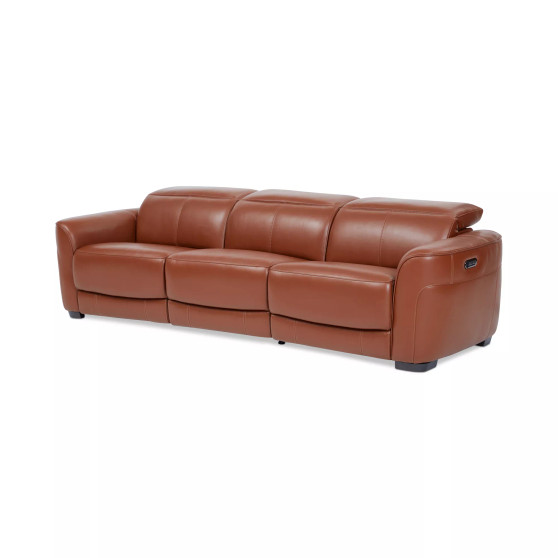 Lexanna 3-Pc. Leather Sofa with 3 Power Motion Recliners, Created for Macy's