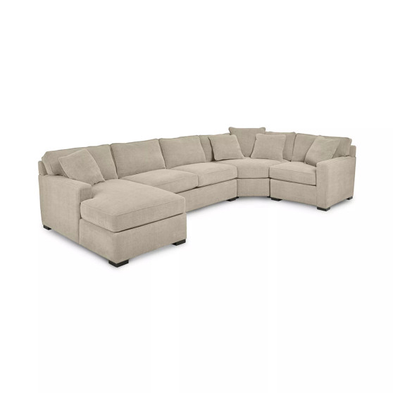 Radley 4-Pc. Fabric Chaise Sectional Sofa with Wedge Piece, Created for Macy's
