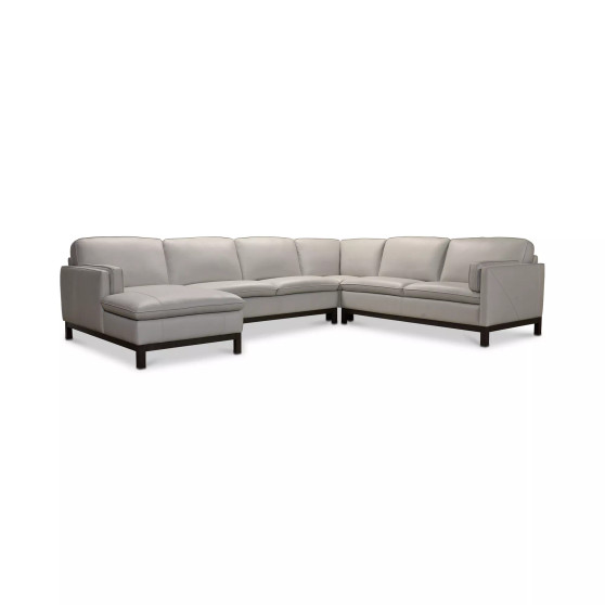 Virton 136" 4-Pc. Leather Chaise Sectional Sofa, Created for Macy's