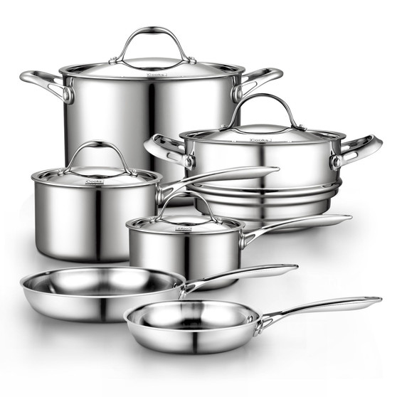 Multi-Ply Clad Stainless-Steel 10-Piece Cookware Set