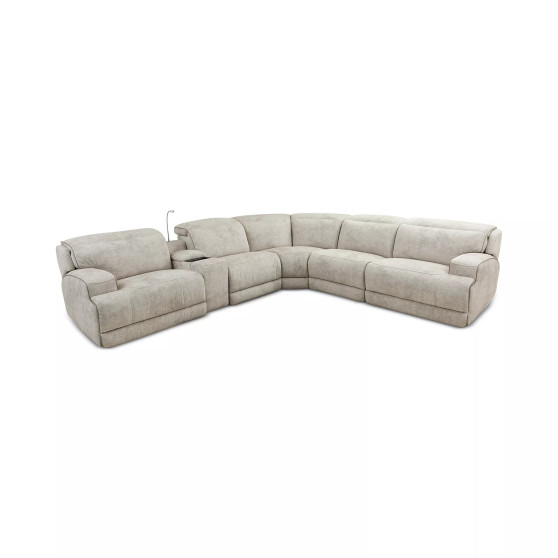 Sebaston 6-Pc. Fabric Sectional with 2 Power Motion Recliners and 1 USB Console, Created for Macy's