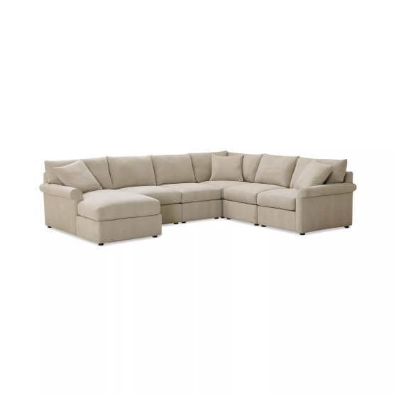 Wrenley 131" 6-Pc. Fabric Modular Sectional Chaise Sofa, Created for Macy's