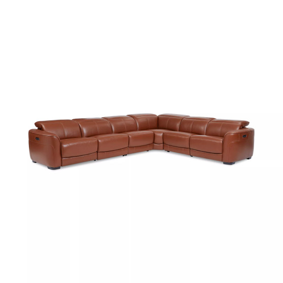 Lexanna 6-Pc. Leather Sectional with 3 Power Motion Recliners, Created for Macy's