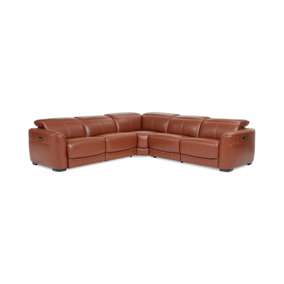 Lexanna 5-Pc. Leather Sectional with 2 Power Motion Recliners, Created for Macy's