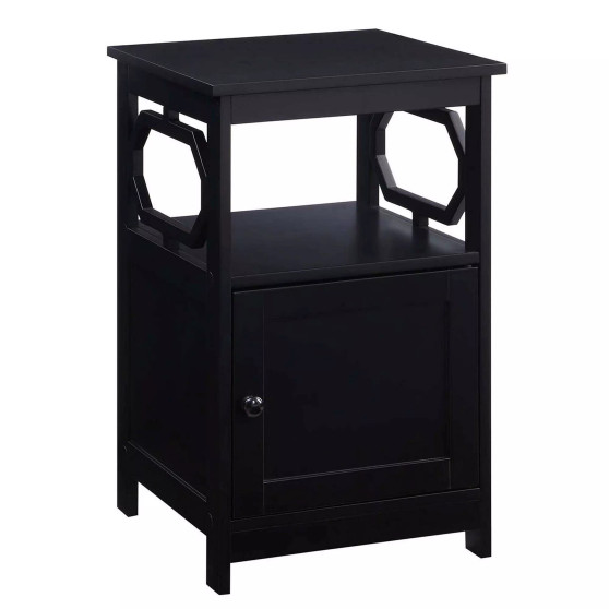 Omega End Table with Storage Cabinet And Shelf