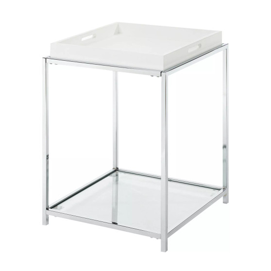 Palm Beach End Table with Shelf And Removable Trays