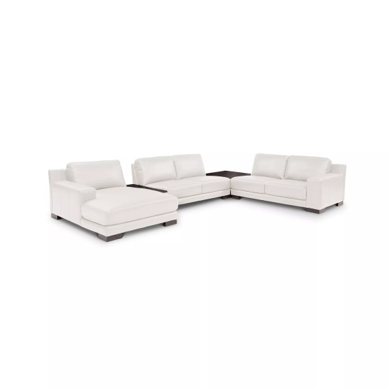 Darrium 5-Pc. Leather Chaise Sectional with Corner Table & Console, Created for Macy's