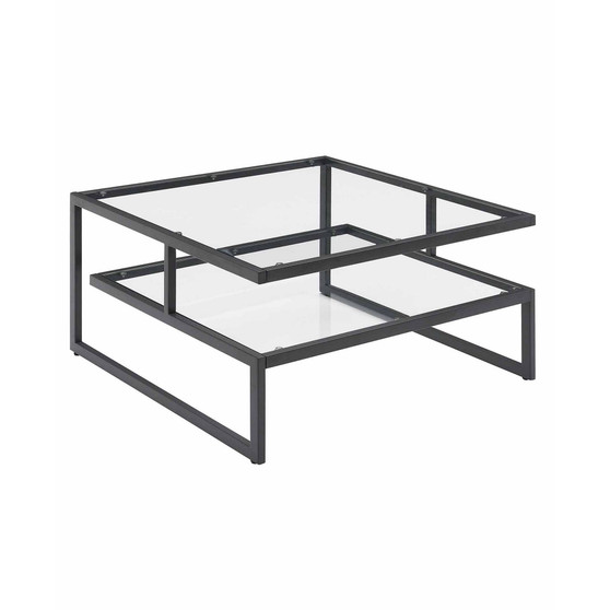 Royal Crest Stripes 2 Tier Glass Coffee Table