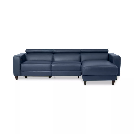 Silvanah 3-Pc. Leather Sectional with Storage Chaise and 1 Power Recliner, Created for Macy's