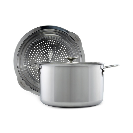 3.Clad Tri-Ply 7-Qt. Stockpot with Pasta-Steamer Insert & Lid