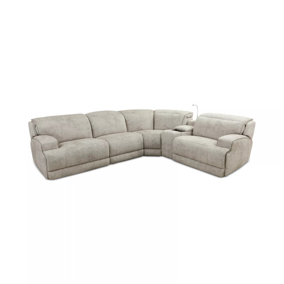 Sebaston 5-Pc. Fabric Sectional with 3 Power Motion Recliners and 1 USB Console, Created for Macy's