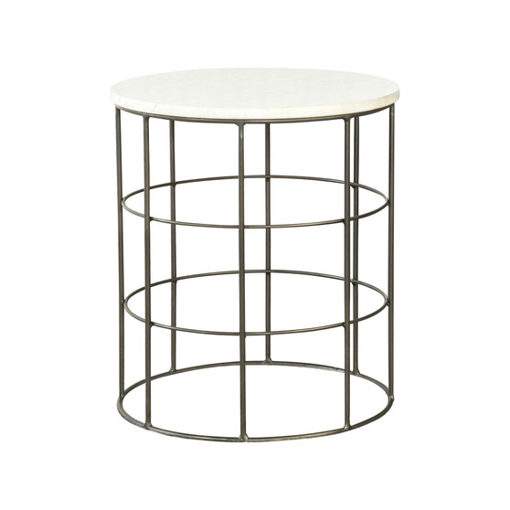 18.25" Marble Round Accent Table with Marble Top
